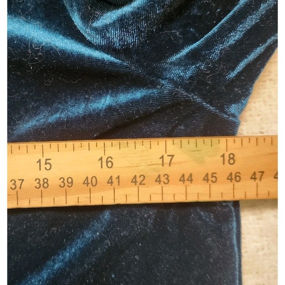 Joie Top Size M Velvet Long Sleeve‎ Teal Cropped High Neck Sparkle Fringe - Picture 7 of 8